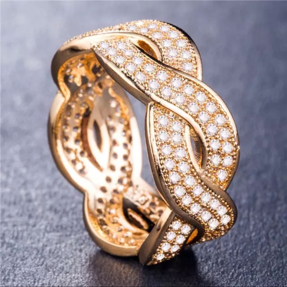 New Women’s Yellow Gold Plated Ladies Diamond Ring - Picture 2 of 2